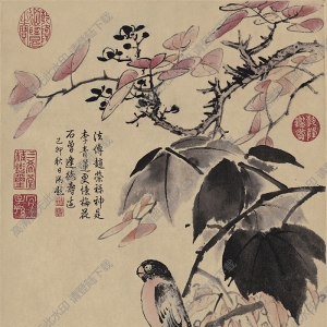藍瑛超高清《秋色梧桐圖》國畫百度云網盤下載