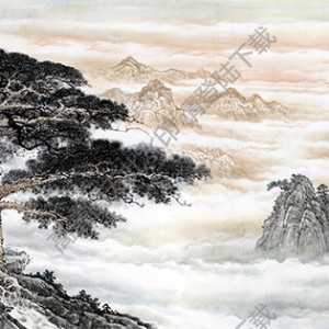 國(guó)畫名作_黃山迎客松_高清大圖下載