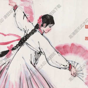 黃胄國畫 朝鮮長(zhǎng)鼓舞 高清大圖下載