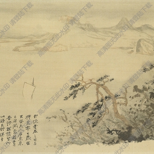 張大千的畫_孤帆遠(yuǎn)樹遠(yuǎn)山圖_戊戌年作_高清大圖下載