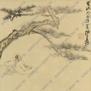 張大千作品_松下高士圖_高清大圖下載