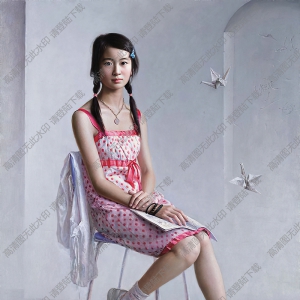 安靜油畫(huà)_一個(gè)坐著的女中學(xué)生_高清作品下載