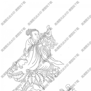 觀音菩薩白描線稿57高清圖片下載