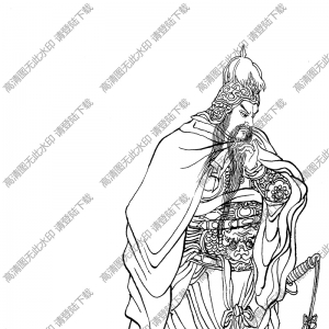 神話人物 關(guān)元帥白描圖片高清下載