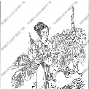 古代女子白描圖片24高清下載