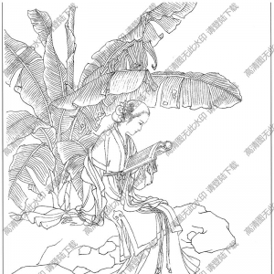 古代女子白描線稿58高清圖片下載