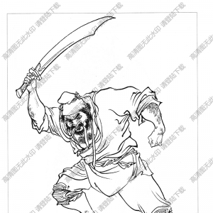 水滸人物_曹正 白描線(xiàn)稿高清圖片下載