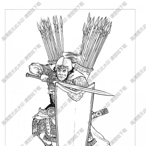 水滸人物_李袞 白描線(xiàn)稿高清圖片下載