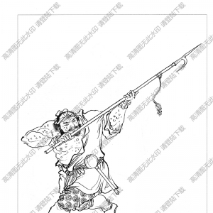 水滸人物_湯隆 白描線(xiàn)稿高清圖片下載