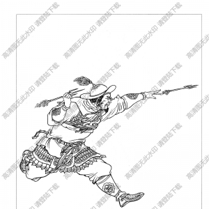 水滸人物_丁得孫 白描線(xiàn)稿高清圖片下載