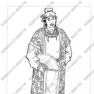 水滸人物_施恩 白描線(xiàn)稿高清圖片下載