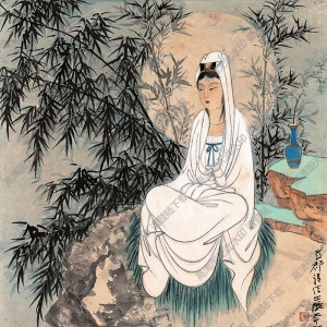 張大千國(guó)畫(huà)_白衣觀音_蜀郡清信士張大千敬造_高清大圖下載