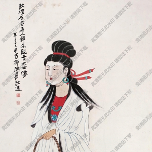 張大千國(guó)畫(huà)_敦煌石室唐人壁畫(huà)觀音大士像_高清大圖下載