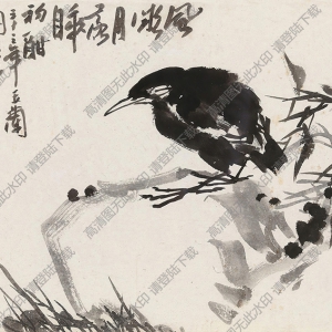 潘天壽國畫_風(fēng)凝月落睡初酣_高清大圖下載