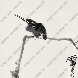 潘天壽國畫_寒鴉圖_高清大圖下載