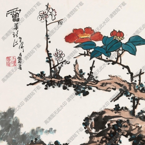 潘天壽國畫作品_山茶梅花_高清下載