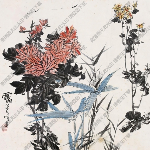 潘天壽國畫作品_山花_高清下載