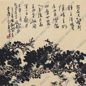 潘天壽國畫作品_山莊晤舊圖_高清下載