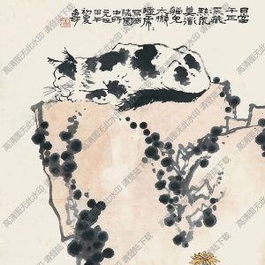 潘天壽國畫作品_睡貓圖_高清下載