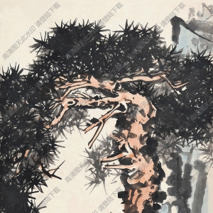 潘天壽國畫作品_松石圖_高清下載