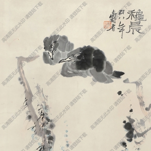 潘天壽作品_秋晨圖_高清大圖下載