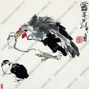 潘天壽作品_群雞圖_高清大圖下載