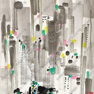 吳冠中國畫作品_樓群_高清下載