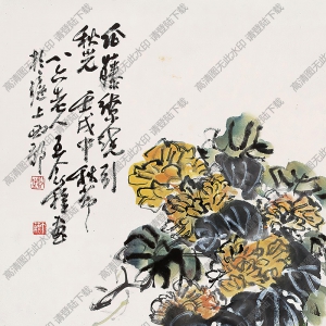 王個簃國畫作品 絲瓜 高清下載