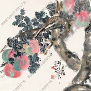 王個簃國畫作品 獻壽圖 高清下載