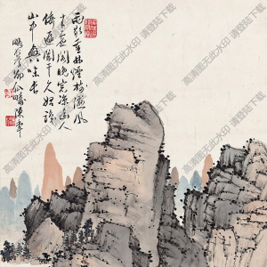 陳半丁國(guó)畫作品 松閣清話圖 高清下載
