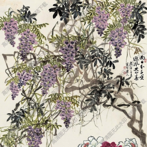陳半丁國(guó)畫作品 紫藤牡丹 高清下載