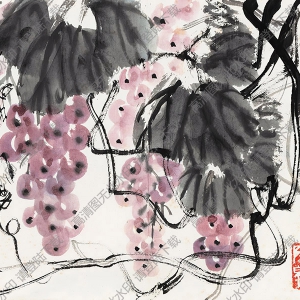 陳大羽國畫作品 紫藤葡萄 高清下載