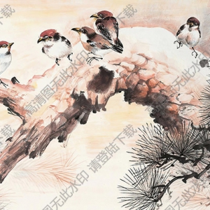 黃幻吾國(guó)畫 好鳥枝頭亦朋友 高清大圖下載