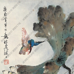 黃幻吾國(guó)畫 荷池翠鳥 高清大圖下載