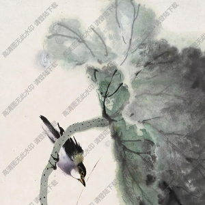 黃幻吾國(guó)畫 荷花翠鳥 高清大圖下載