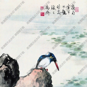 黃幻吾國(guó)畫 荷塘小鳥 高清大圖下載