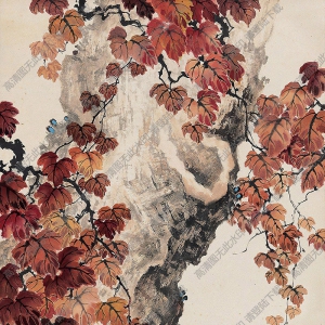 黃幻吾國(guó)畫作品 秋葉鳴禽 高清下載
