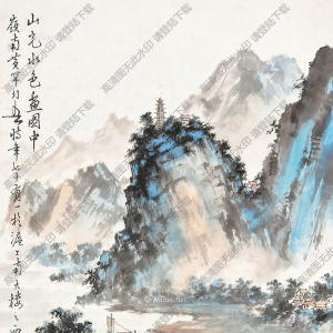 黃幻吾國(guó)畫作品 山光水色畫圖中 高清下載