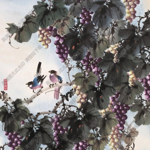 黃幻吾作品 葡萄雙鳥(niǎo) 高清大圖下載
