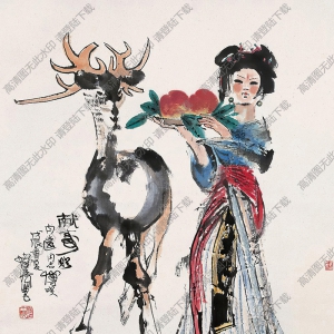 程十發(fā)國畫作品 獻(xiàn)壽 高清下載