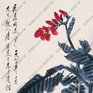 唐云國(guó)畫 芭蕉雛雞 高清大圖下載