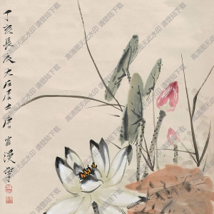 唐云國(guó)畫 荷花鴛鴦 高清大圖下載