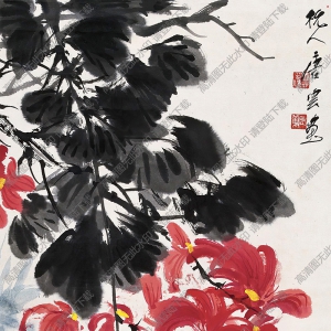 唐云國(guó)畫 紅花游魚 高清大圖下載