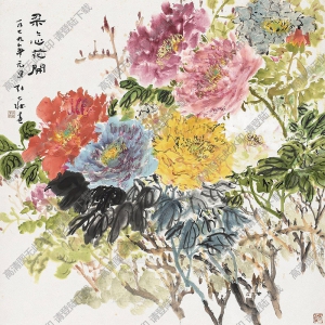 張大壯國畫 朵朵心花開 高清大圖下載