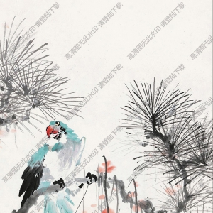 張大壯國(guó)畫作品 松枝鸚鵡 高清下載