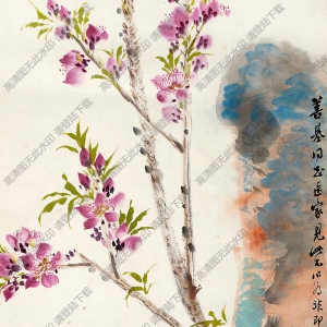 張大壯國(guó)畫作品 桃花雙燕 高清下載