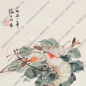 張大壯國(guó)畫作品 蝦 高清下載