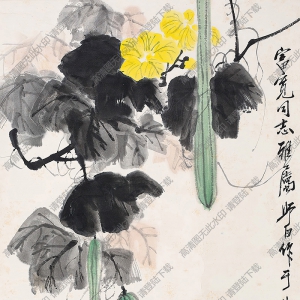 婁師白國(guó)畫作品 絲瓜雛雞 高清下載