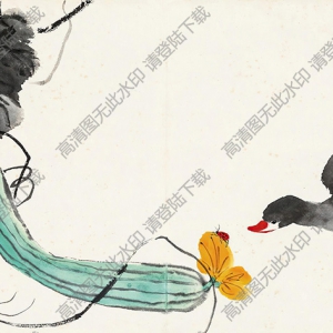 婁師白國(guó)畫作品 絲瓜鴨子 高清下載