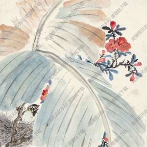 江寒汀國(guó)畫 芭蕉小鳥 高清大圖下載
